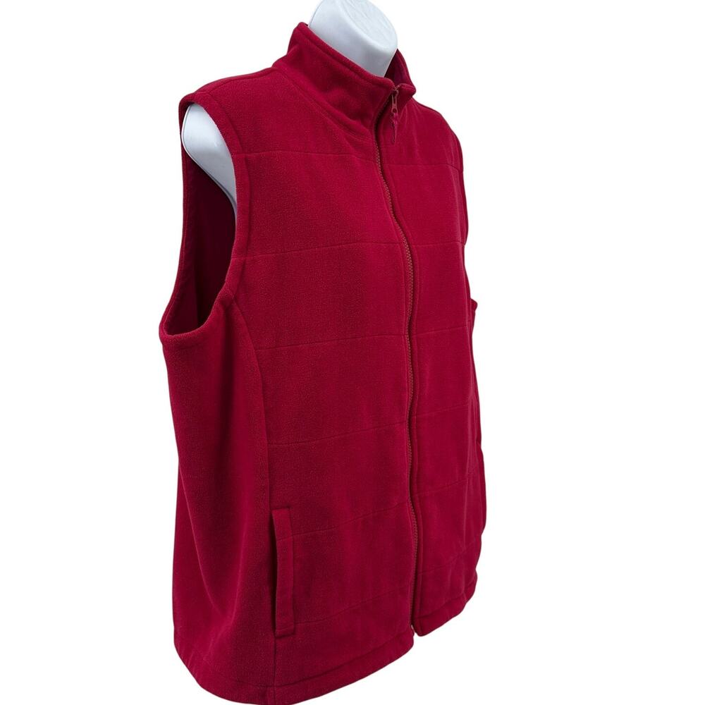 Lands' End Soft Fleece Vest WMNS XL Berry Pink Full Zip Stand Collar Sleeveless - Picture 2 of 8